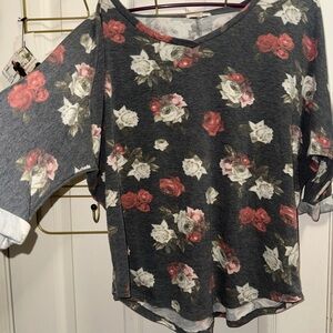 Celebrity Pink Floral Long Sleeve Top - Gray and Red